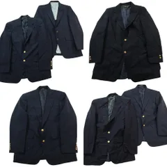 古着卸 まとめ売り 紺ブレザー テーラード ジャケット 6枚セット (メンズ 40 ) 金ボタン 背抜き 裏地総柄 中古 古着 ND7853