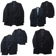 古着卸 まとめ売り 紺ブレザー テーラード ジャケット 6枚セット (メンズ 38 ) 金ボタン シングル 2つボタン 中古 古着 ND7883