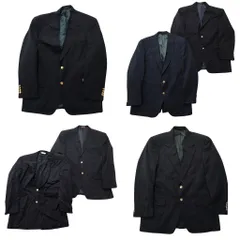 古着卸 まとめ売り 紺ブレザー テーラード ジャケット 6枚セット (メンズ 40 ) シングル 金ボタン 2つボタン 中古 古着 ND7882