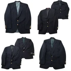 古着卸 まとめ売り 紺ブレザー テーラード ジャケット 6枚セット (メンズ 40 ) 背抜き 金ボタン 2つボタン シングル 中古 古着 ND7881