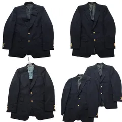 古着卸 まとめ売り 紺ブレザー テーラード ジャケット 5枚セット (メンズ 34 /37 ) 背抜き 金ボタン シングル 中古 古着 ND7904