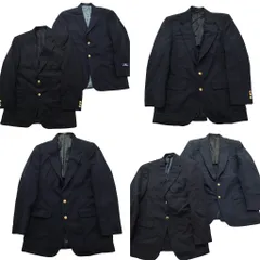 古着卸 まとめ売り 紺ブレザー テーラード ジャケット 6枚セット (メンズ 37 /38 ) 金ボタン 背抜き シングル 中古 古着 ND7903