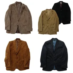 古着卸 まとめ売り コーデュロイ テーラードジャケット 5枚セット (メンズ 38 /39 /40 /M ) エルボーパッチ ブラウン シングル 中古 ND7960