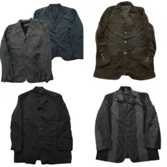 古着卸 まとめ売り デザイン系 テーラード ジャケット 5枚セット (メンズ L ) 3つボタン ストライプ チェック 中古 古着 ND7964