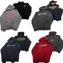 古着卸 まとめ売り チャンピオン Champion スウェット 8枚セット (メンズ M ) ハーフジップ カレッジ ワンポイント フーディー 中古 ND8088