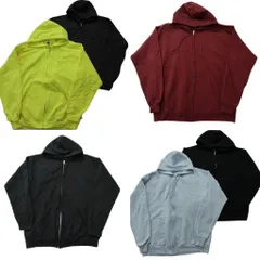古着卸 まとめ売り 無地 フルジップ スウェット 6枚セット (メンズ L /XL ) ブラック イエロー レッド フーディー 中古 古着 ND8106