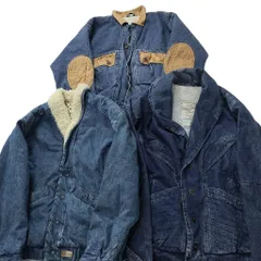 古着卸 まとめ売り 裏ボア デニム ジャケット 3枚セット (メンズ 1 /M ) インディゴブルー アメカジ フェード エルボーパッチ 中古 ND8299