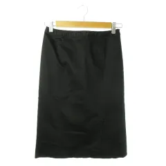 ナチュラルビューティー NATURAL BEAUTY スカート タイト ひざ丈 ストレッチ 前スリット シンプル 通勤 ビジネス M 黒 ブラック /AO25