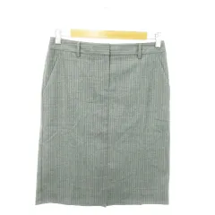 セオリー Theory スカート タイト ひざ丈 ストレッチ ウール ストライプ 薄手 2 グレー /AO11