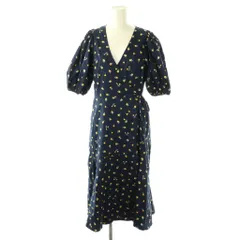 ケイトスペード KATE SPADE 花柄 ワンピース ロング 半袖 0 ネイビー /HK ■OS