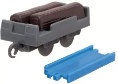 【中古】おもちゃ 木材運搬貨車+直線レール 「カプセルプラレール きかんしゃトーマス トンネル掘削機ダーシー登場編」