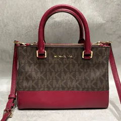 MICHAEL KORS マイケルコース MK柄 シグネチャー 2WAY ハンドバッグ ショルダーバッグ レッド 赤 ブラウン PVC レザー ゴールド金具 レディース 人気 定番 通勤 通学