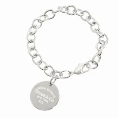 新品仕上げ済 新同 極美品 ティファニー TIFFANY & CO. リターントゥ ラウンド ブレスレット チェーン バングル ロゴ 28.3g スターリング シルバー アクセサリー ジュエリー SV925 シルバー メンズ レディース ユニセックス ◆12