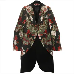 美品 19aw コムデギャルソンオムプリュス COMME des GARCONS HOMME PLUS エンブロイダリー レイヤード モーニング ジャケット テーラード コート 燕尾 ランウェイ着用 XS 黒 ブラック×マルチ メンズ◆11