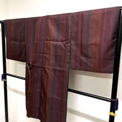 道中着　洗える着物　縦縞　グラデーション　ブラウンカラー　着物　017tz