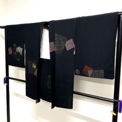 羽織 黒羽織 一つ紋 漆 色紙重ね 鹿の子 黒地 着物 017tz - メルカリ