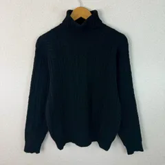 POLO by RALPH LAUREN ポロバイラルフローレン ケーブル編み ウール100% ブラック Mサイズ メンズ 古着 レトロ アメカジ ストリート
