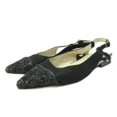 オリエンタルトラフィック ORIENTAL TRAFFIC ミュール フラットシューズ ラメ S 21.0cm 黒 ブラック 0822 ●ECO