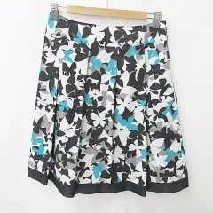 リフレクト Reflect スカート フレアー ひざ丈 プリーツ 総柄 花柄 ブラック グリーン ホワイト グレー 黒 緑 白 11 
