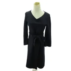 プラステ PLST 近年 ワンピース ウール ベルト 長袖 ロング丈 M 黒 ブラック 0830