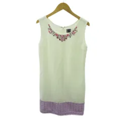 レディ Rady ワンピース ビジュー ライン ノースリーブ ひざ丈 M 白 紫 ホワイト パープル 1006 ■YHS5