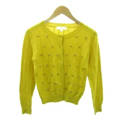 ジルスチュアート JILL STUART ニット カーディガン ビジュー ウール 長袖 M 黄 イエロー 1221 ■YHS7