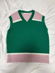 ユニクロ\*マルニ グリーン/ピンク ニット ベスト