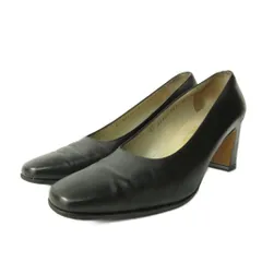 サルヴァトーレフェラガモ Salvatore Ferragamo パンプス シューズ ラウンドトゥ ハイヒール レザー 6.5 23.5cm 黒 ブラック 0107