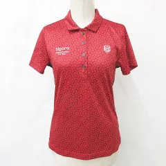 ティゴラ TIGORA ポロシャツ ゴルフ スポーツウェア 半袖 速乾 総柄 赤 紺 レッド ネイビー M