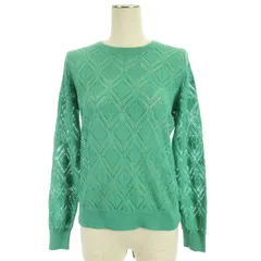 B&Y ユナイテッドアローズ BEAUTY&YOUTH ビューティー&ユース ノルマンディリネン透かし編みプルオーバー ニット 長袖 グリーン 250609E