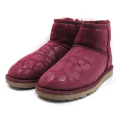 アグ UGG クラシック ミニ レポード ムートン ブーツ ショート スエード レオパード柄 ワインレッド 22cm ■GY11