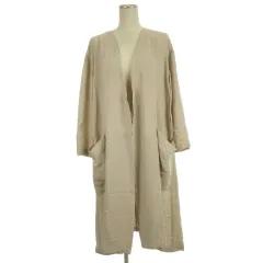 トゥモローランド TOMORROWLAND ノーカラー コート スプリング ボタンレス 36 ピンクベージュ 250926E