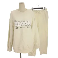 ジェラートピケ gelato pique BLOOM ルームウェア セットアップ スウェット トレーナー パンツ アイボリー S M ■FF