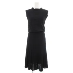 ロペピクニック ROPE Picnic クルーネックプリーツニットワンピース ロング マキシ ノースリーブ 38 黒 ブラック /JS ■FF