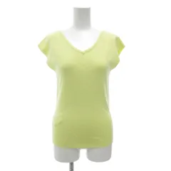 プラステ PLST 美品 Vネック ドライタッチ 2WAYサマーニット フレンチスリーブ M イエロー 黄色 /IU