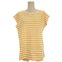 カルバンクラインジーンズ Calvin Klein Jeans ボーダー カットソー フレンチスリーブ イエロー ホワイト M 251226E ■FF