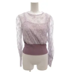 リリーブラウン Lily Brown 裾リブレーストップス レース カットソー F 紫 パープル 長袖 花柄 LWCT191033 /FF ■GY43