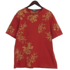 ポロ バイ ラルフローレン Polo by Ralph Lauren 花柄 Tシャツ カットソー 半袖 レッド L ■FF ☆AA★