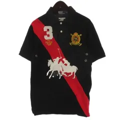 ポロ バイ ラルフローレン Polo by Ralph Lauren ビッグポニー 刺繍 ポロシャツ 半袖 ブラック M ☆AA★