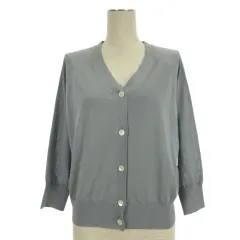 ニューヨーカー NEWYORKER ニット カーディガン 長袖 ブルーグレー M 251014E