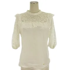 ブルーレーベルクレストブリッジ BLUE LABEL CRESTBRIDGE レース ブラウス シャツ 五分袖 ホワイト 38 ■GY43