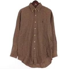 ラルフローレン RALPH LAUREN チェック シャツ 長袖 ボタンダウン ブラウン 15.5-33☆AA★