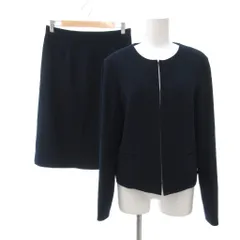 プラステ PLST スーツ スカートセットアップ ノーカラージャケット 0L ネイビー 紺 ノーカラー /IU