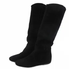 ファビオルスコーニ FABIO RUSCONI スエード ロング ブーツ フラット ブラック 36 23cm