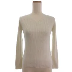 B&Y ユナイテッドアローズ BEAUTY&YOUTH ビューティー&ユース リブ キーネック ロングスリーブ ニット プルオーバー オフホワイト ■ECT