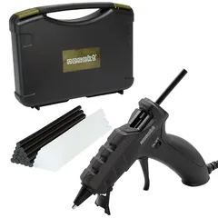 [ネセクト] 強力グルーガンセット AC100V/50W 専用収納ケース グルースティック白&黒 30本付 DIY[日本国内企画品] (カーボンブラック)