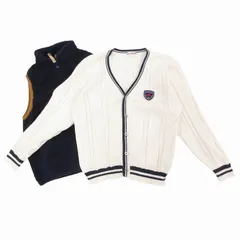 ミキハウス mikihouse 子ども服 2点セット コットンニットカーディガン ボアベスト 男の子 130 白系 紺系 /UO ■GY14
