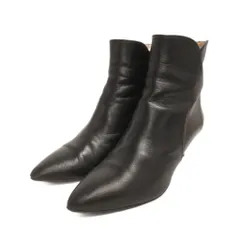 マリアン Marian ブーツ ショート サイドジップ ポインテッドトゥ レザー 36 黒 ブラック イタリア製