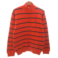 ポロ バイ ラルフローレン Polo by Ralph Lauren ハーフジップ ニット セーター ボーダー オレンジ 160 ■GY14
