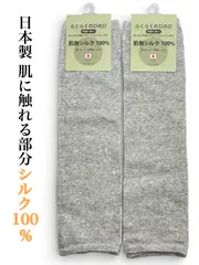【絹100%】 肌に触れる部分シルク100% 約43cm丈 レッグウォーマーグレー 2組セット